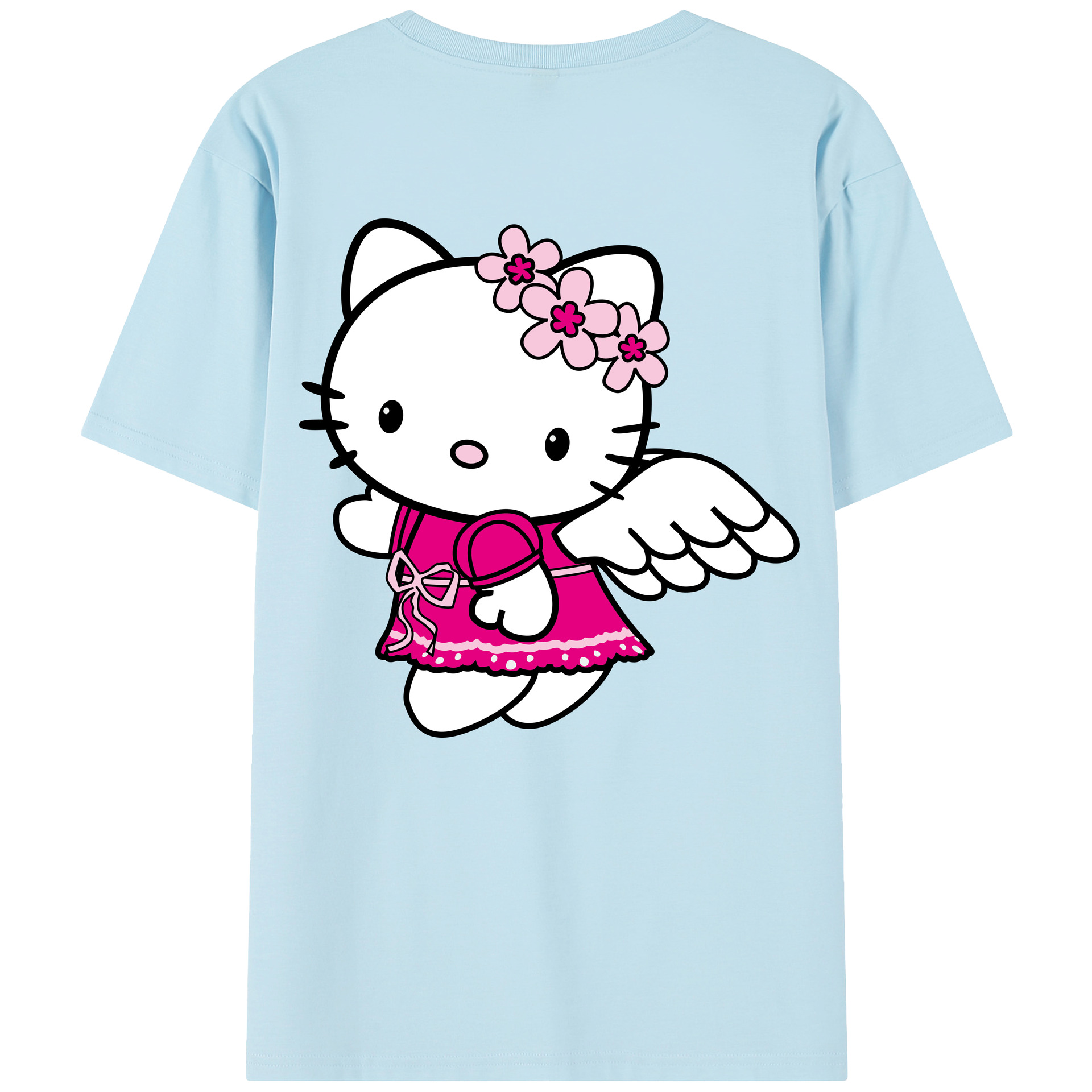 （画像用） Hello Kitty ハローキティ 綿100％半袖Tシャツ（背面プリント）